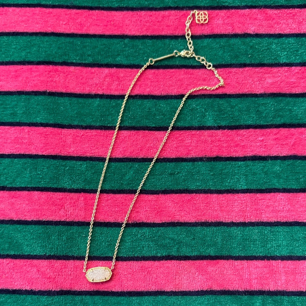 Kendra Scott Elisa gold pendant necklace in Iridescent Drusy